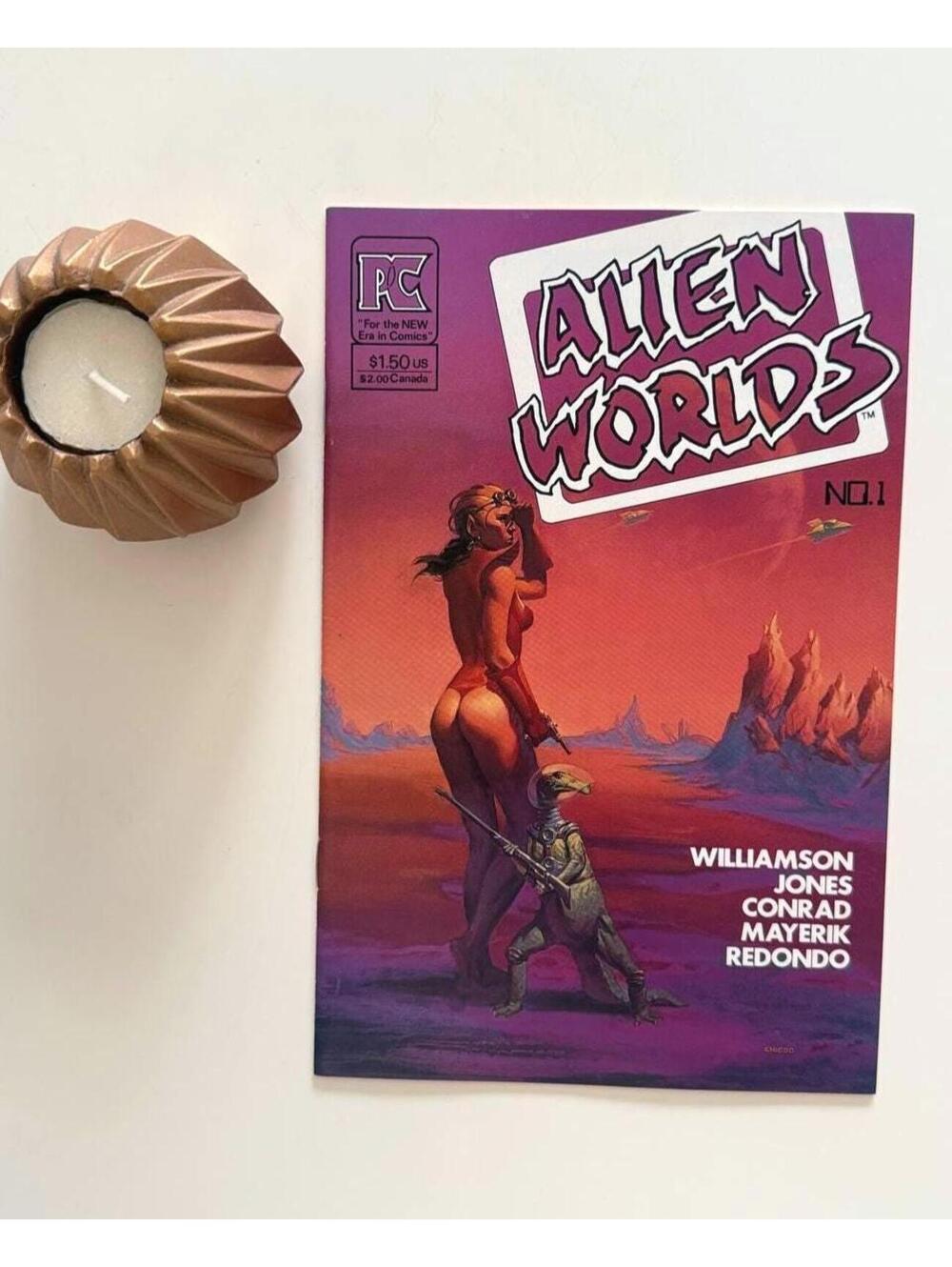 Alien Worlds #1 (1982) Painted Sci-Fi Cover - Vintage Comic Book Key
